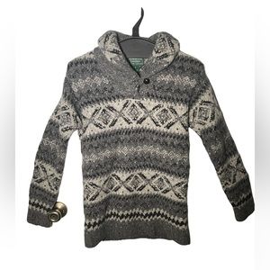 Lauren by Ralph Lauren hand knit fair isle Aztec western tribal wool sweater | S